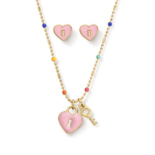 Estuche Collar + Aretes Heart & Lock