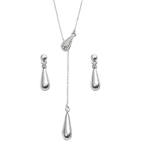 Set Collar + Aretes Silver Drop